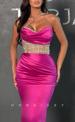 L1406 - Sexy Fitted Sweetheart Illusion Beaded Party Prom Evening Dress