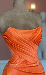 L1451 - Sexy Fitted Satin Bateau Crisscross Ruched With Side Slit Party Prom Evening Dress