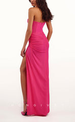 L1515 - Sexy Fitted Satin Sweetheart Strapless Empire With Side Slit  Party Prom Evening Dress