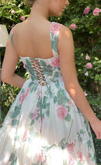 L1520 - Chic Satin A-Line Square Spaghetti Straps Empire Party Prom Evening Dress
