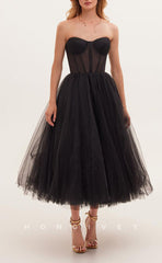 L1541 - Sexy Tulle A-Line Sweetheart Sleeveless Empire Party Prom Evening Dress