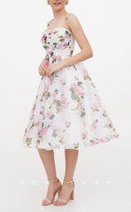 L1544 - Sexy Satin A-Line Bateau Spaghetti Straps Ruched Empire Party Prom Evening Dress