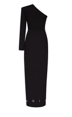 L1549 - Sexy Fitted Satin Off-Shoulder Long Sleeve With Side Slit Party Prom Evening Dress