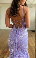 L1607 - Sexy Fitted Glitter Bateau Spaghetti Straps Appliques Sequined Party Prom Evening Dress