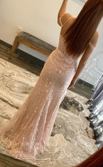L1620 - Sexy Fitted Illusion Satin Off-Shoulder Straps Appliques Empire With Side Slit Party Prom Evening Dress