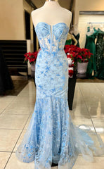L1664 - Sexy Fitted Satin Illusion Sweetheart Strapless Sleeveless Appliques Party Prom Evening Dress