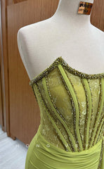 L1709 - Sexy Fitted Satin Glitter Bateau Sleeveless Empire Ruched With Train Party Prom Evening Dress