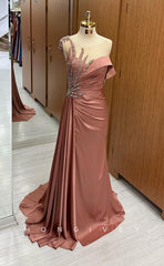 L1710 - Sexy Fitted Satin Glitter Scoop Empire Sequined Pleats Party Prom Evening Dress