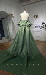 L1713 - Sexy Fitted Glitter Strapless Sleeveless Sequined Beaded With Train Party Prom Evening Dress