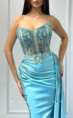 L1736 - Sexy Satin Fitted Glitter Bateau Sleeveless Empire Belt Ruched Beaded Party Prom Evening Dress