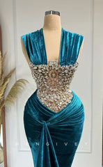 L1738 - Sexy Satin Fitted Glitter Straps Sleeveless Empire Ruched Rhinestone Party Prom Evening Dress