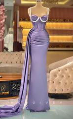 L1776 - Sexy Satin Fitted Sweetheart Spaghetti Straps Empire Ruched Beaded Party Prom Evening Dress