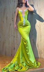 L1781 - Sexy Satin Fitted Glitter Asymmetrical Straps Sleeveless Empire Pleats Beaded Party Prom Evening Dress
