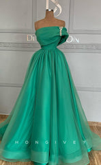 L1816 - Sexy A-Line Asymmetrical Sleeveless Empire Beaded Floor-Length Party Prom Evening Dress