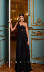 L0903 - Backless Gown With Slit Sheer Ballgown Asymmetrical Gown Prom Dress