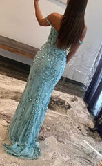 L2093 - Sexy Satin Fitted Off-Shoulder Empire Beaded Appliques With Side Slit Party Prom Evening Dress