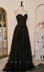 L2474 - Sexy Tulle A-Line Sweetheart Strapless Empire Beaded Appliques Party Prom Evening Dress