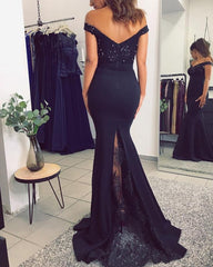 Lace Appliques Mermaid Bridesmaid Dresses Off Shoulder