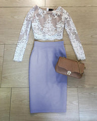 Lace Crop Top Prom Dresses Short Two Piece Homecoming Dress
