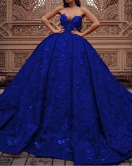Lace Embroidery Sweetheart Ball Gown Dresses