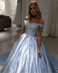 Lace Flowers Embroidery Satin Ball Gowns Quinceanera Dresses
