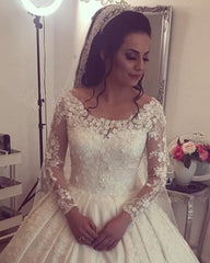 Sleeved Satin Wedding Dress With 3D Flowers