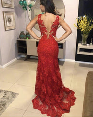 Lace Mermaid Dresses Nude Back Court Train