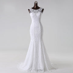Long Scoop Lace Mermaid Wedding Dresses Bridal Dress