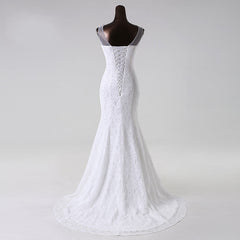 Long Scoop Lace Mermaid Wedding Dresses Bridal Dress