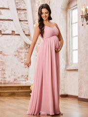 Double Spaghetti Straps Chiffon Maxi Empire Dresses Dusty Rose