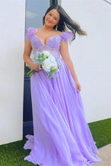 Lavender Plunging Off-the-Shoulder Feathers Appliques Long Prom Dress TP1220