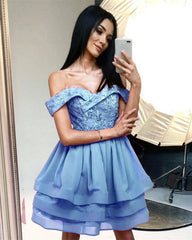 Appliques Off Shoulder Homecoming Organza Ruffles