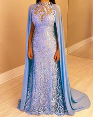 Cape Back Lace Mermaid Wedding Dress For Older Brides