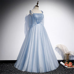 Light  Blue Glitter Spaghetti Straps Formal Dress,  Lace Up Back Wedding Dress Glitter Tulle Prom Dresses