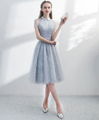 Lovely White Organza with Flower Lace Short Homecoming Dress, White Party Dress