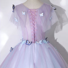 Light Purple Tulle with Butterfly Ball Gown Sweet 16 Dresses, Cute Long Evening Dresses