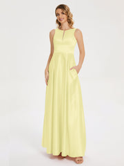 Modern A-line Satin Prom Dresses