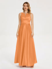 Modern A-line Satin Prom Dresses