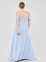 Off the Shoulder Empire Bridesmaid Dresses Sky Blue