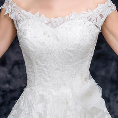A Line Off the Shoulder Appliques Tulle Long Wedding Dress, Bridal Dresses TN211