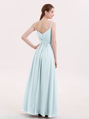 Empire Bridesmaid Gown with Spaghetti Strap-Mist