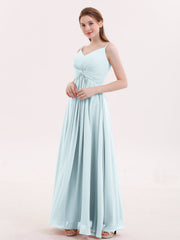 Empire Bridesmaid Gown with Spaghetti Strap-Mist