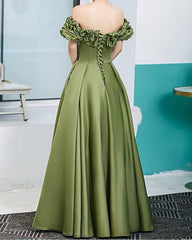 Moss Green Satin Bridesmaid Dresses With Pockets
