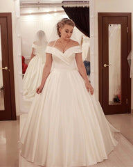 Princess Wedding Dress Ball Gown Satin Off The Shoulder