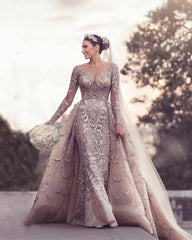 Mermaid Embroidery Wedding Dresses Long Sleeves