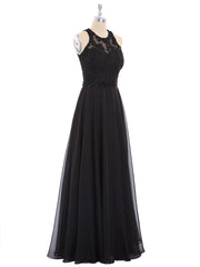 Open Back Chiffon Beaded Waistband Dress-Black