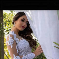 Ball Gown Vintage Wedding Dresses with Sleeves Appliques Crystals Long Train