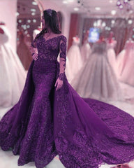 Long Sleeves Mermaid Lace Evening Dress Sweep Train
