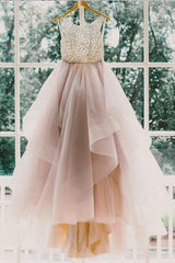 Long Custom Wedding Gowns A Line Scoop Neckline Organza Wedding Dress TN0079