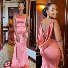 Long Mermaid Burnt Orange Bridesmaid Dresses Mermaid Maid Of Honor For Women